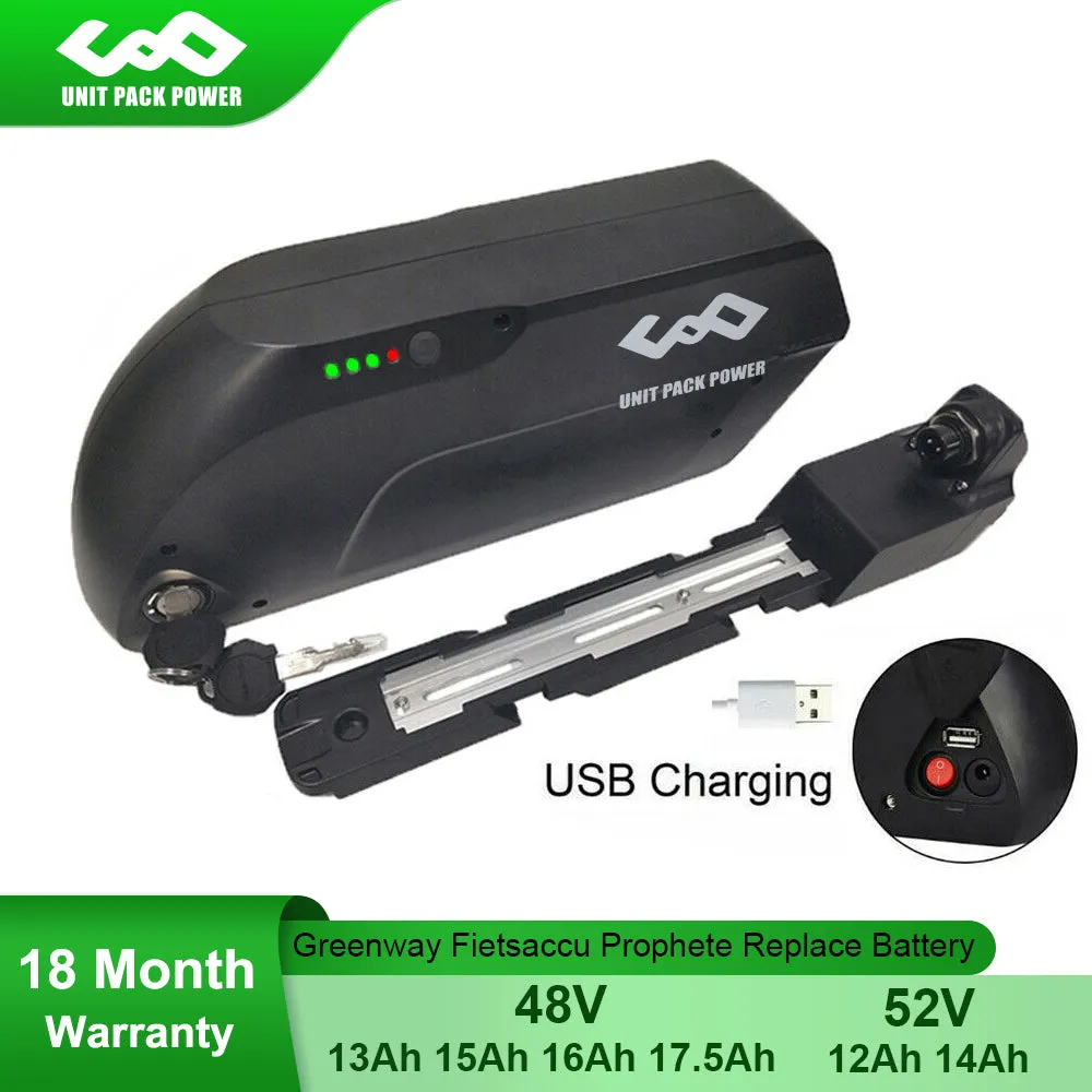 Electric Bicycle Battery 48V 17.5Ah 15Ah 13Ah 52V 12Ah 14Ah for 1000W 750W 500W 350W Prophete AEG Greenway Fietsaccu Batterie