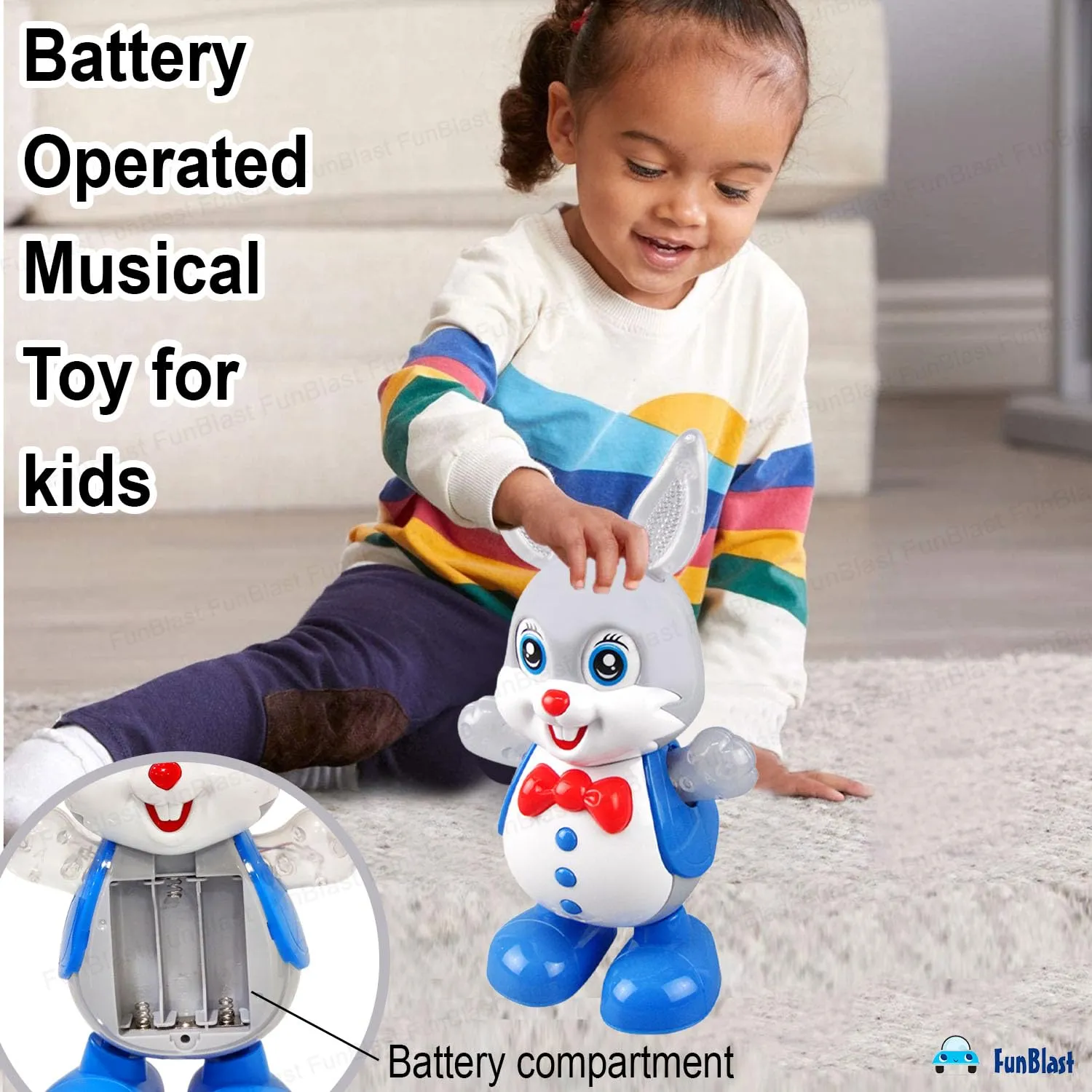 FunBlast Dancing Rabbit with Music, Flashing Lights, Dancing Toys for Kids,Battery Operated, Multi Color