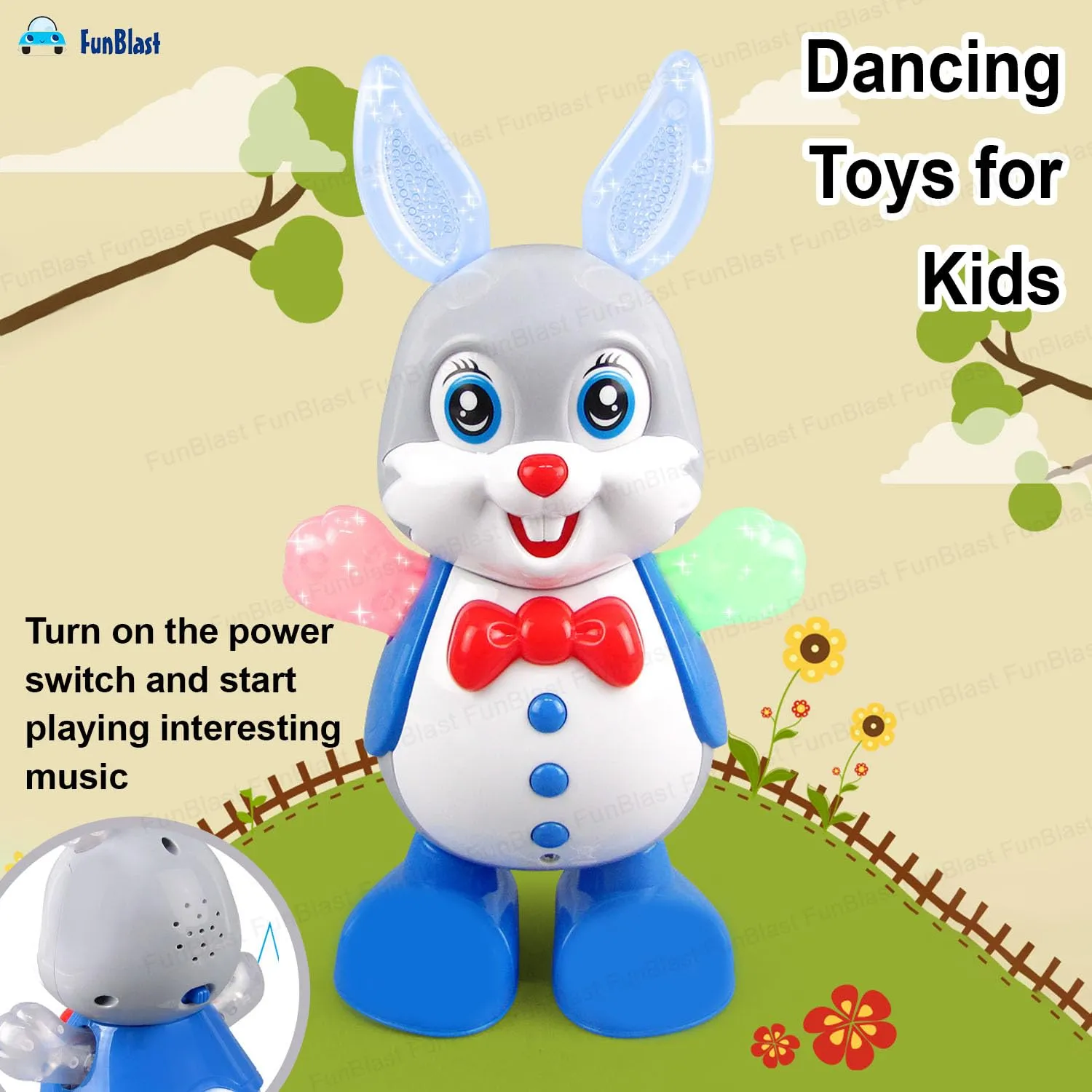 FunBlast Dancing Rabbit with Music, Flashing Lights, Dancing Toys for Kids,Battery Operated, Multi Color