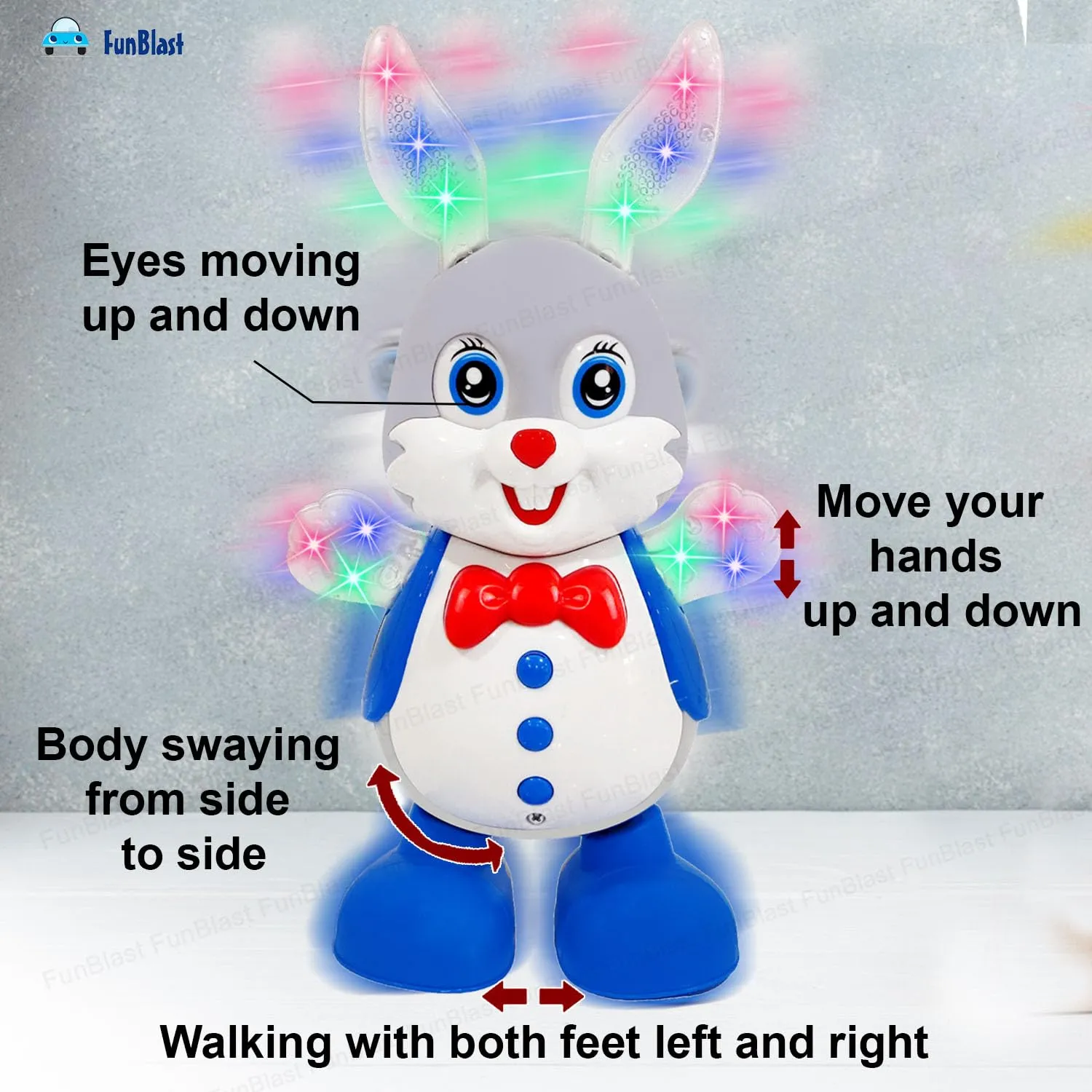 FunBlast Dancing Rabbit with Music, Flashing Lights, Dancing Toys for Kids,Battery Operated, Multi Color