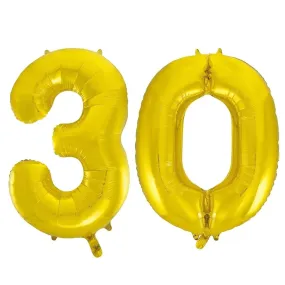 Giant Number 30 Foil Balloons - Gold
