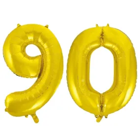 Giant Number 90 Foil Balloons - Gold