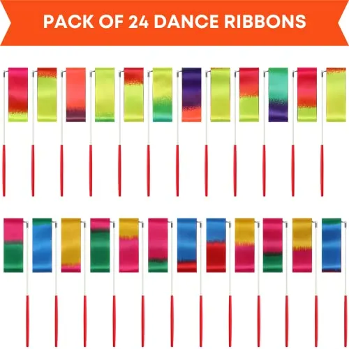 Gymnastics Ribbon Wands Set of 24 Dancer Wand for Kids