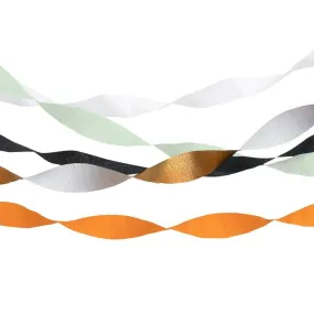 Halloween Crepe Paper Streamers, Set of 5 Rolls of Vintage Halloween-Colored Streamers by Meri Meri, Each Roll is 33"