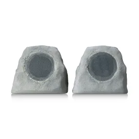 iHome IHRK-500LTMS-PR 5" Outdoor Waterproof Solar Powered Glowing Rock Speaker Multi Link Pair