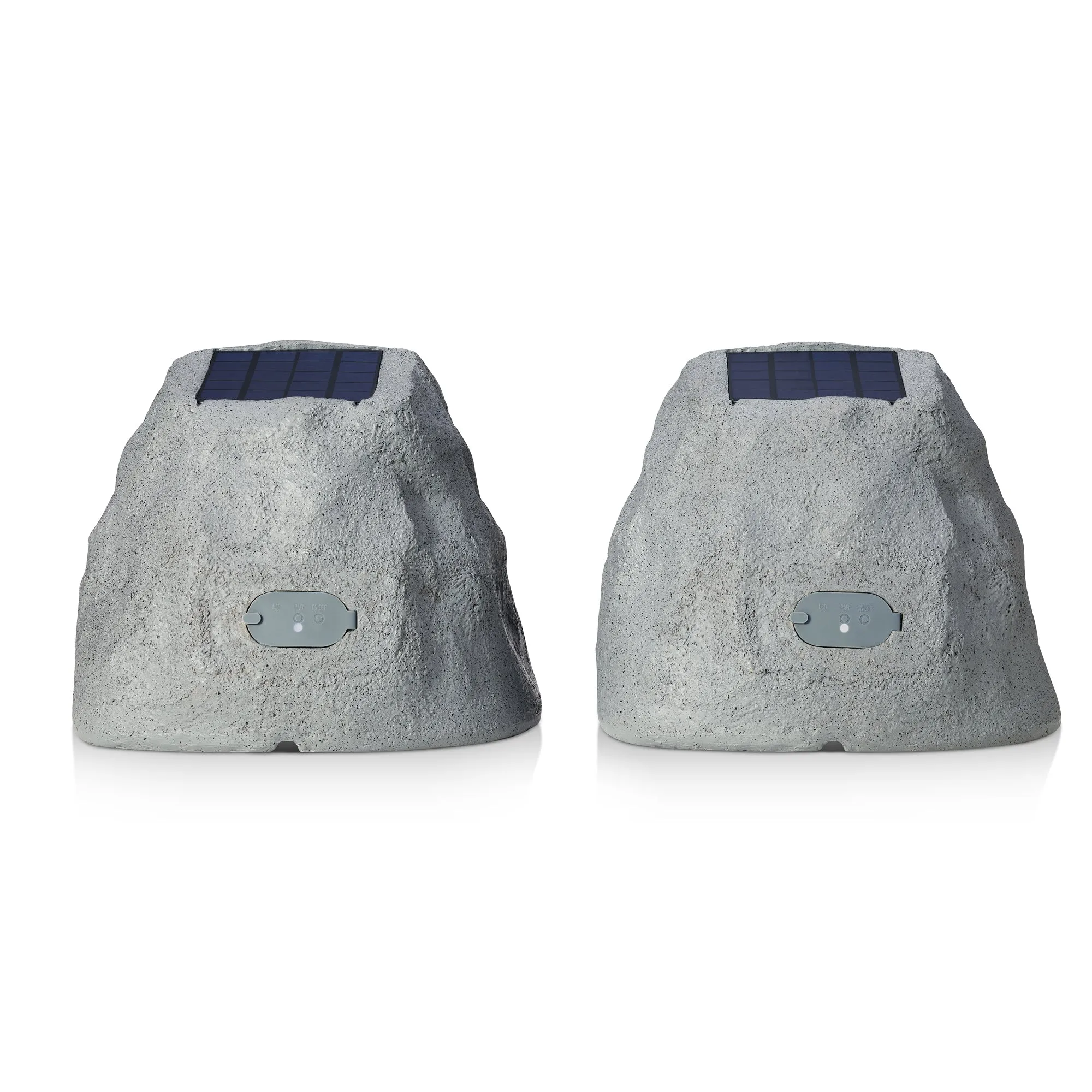 iHome IHRK-500LTMS-PR 5" Outdoor Waterproof Solar Powered Glowing Rock Speaker Multi Link Pair