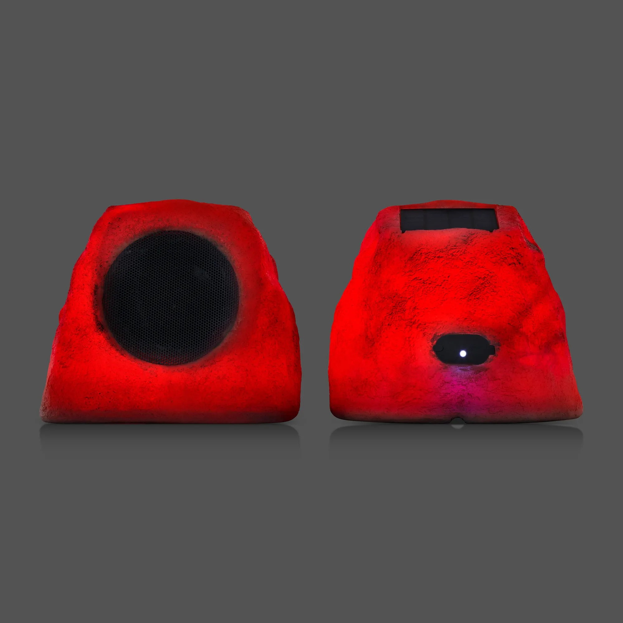 iHome IHRK-500LTMS-PR 5" Outdoor Waterproof Solar Powered Glowing Rock Speaker Multi Link Pair
