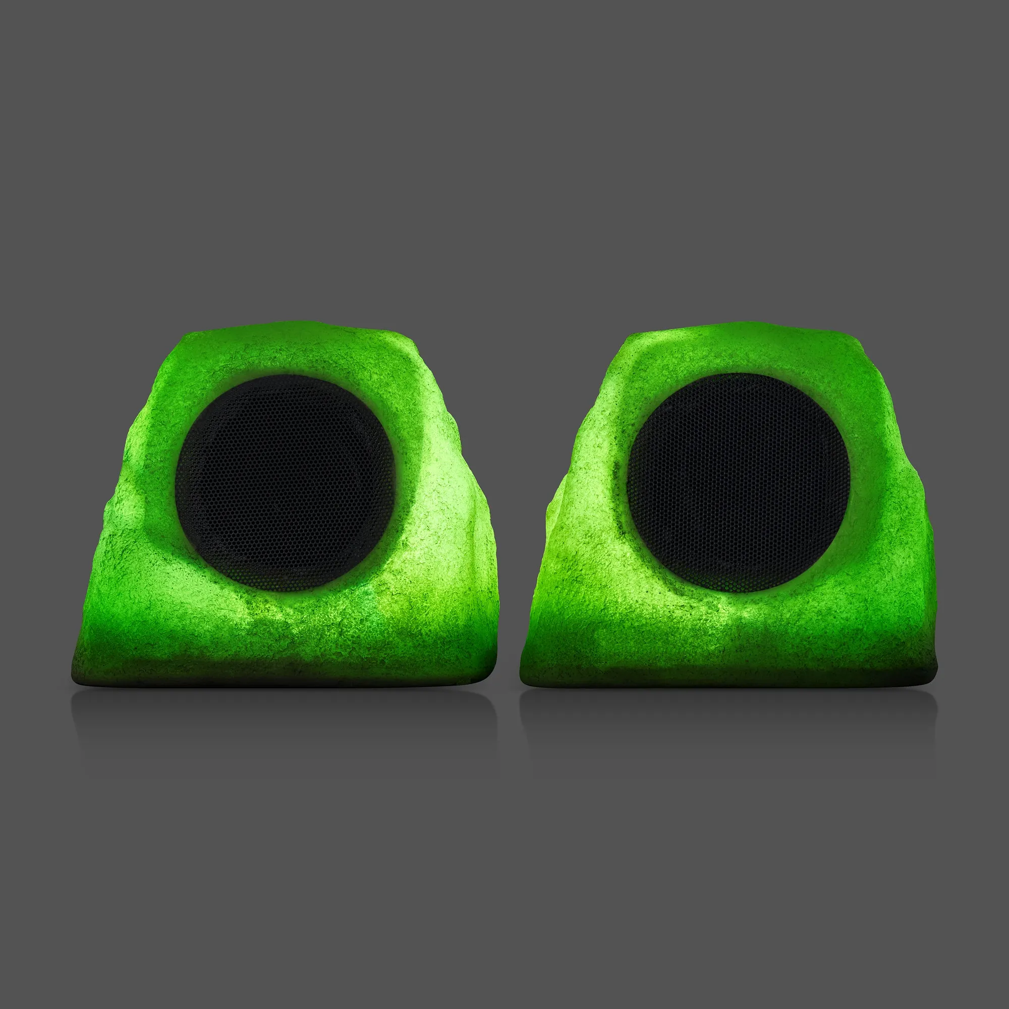 iHome IHRK-500LTMS-PR 5" Outdoor Waterproof Solar Powered Glowing Rock Speaker Multi Link Pair