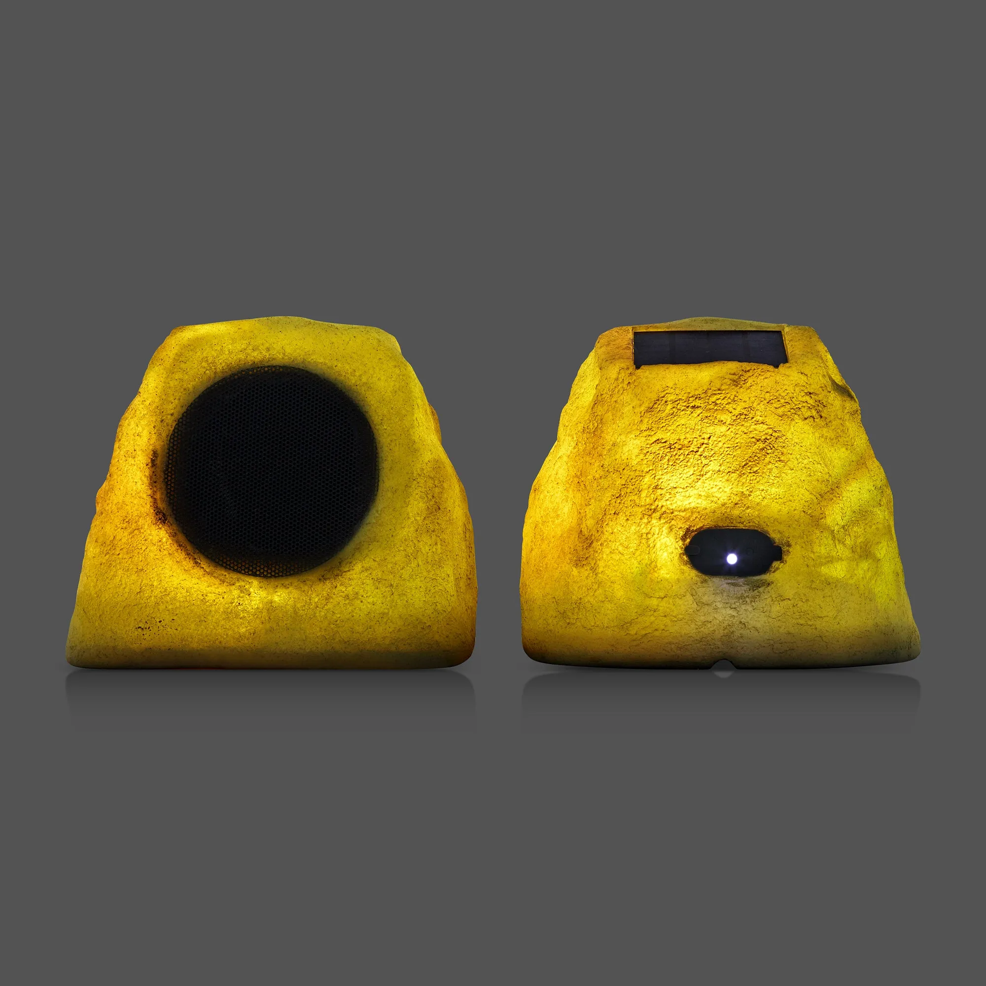 iHome IHRK-500LTMS-PR 5" Outdoor Waterproof Solar Powered Glowing Rock Speaker Multi Link Pair