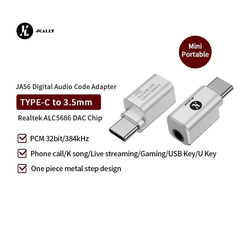JCALLY JA56 / JA10i C100 Lighting / Type-c to 3.5mm Earphone Digital Audio Adapter For Android IOS