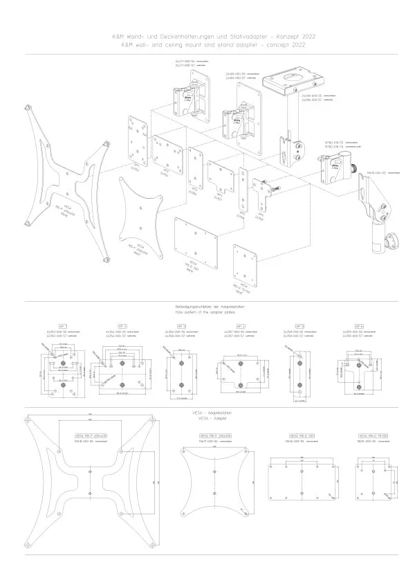 K&M 24496 Ceiling Speaker Bracket w/Cable Management (White)