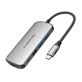 LENTION USB C Hub with Adjustable Ethernet Adapter, 4K HDMI, SD/Card Reader, USB 3.0, More (CB-C48)