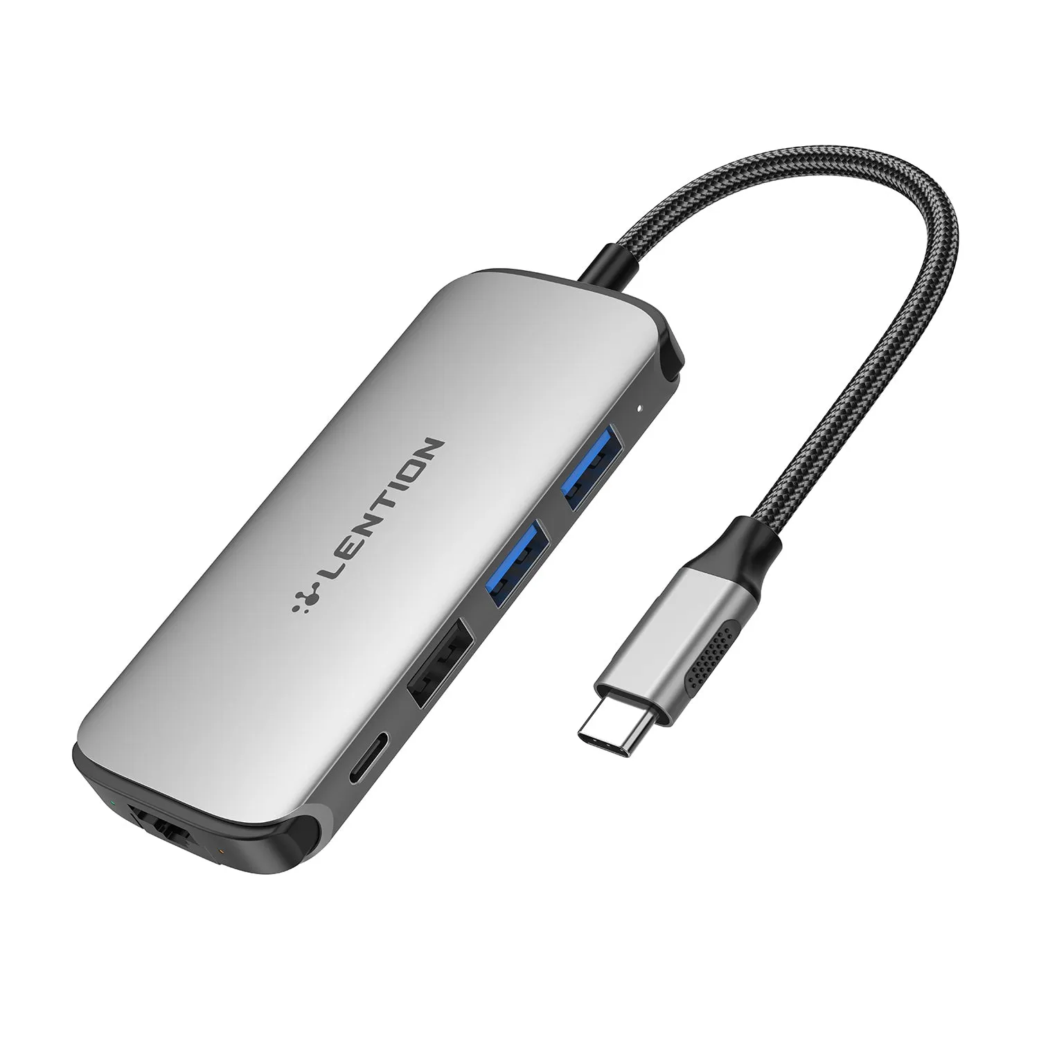 LENTION USB C Hub with Adjustable Ethernet Adapter, 4K HDMI, SD/Card Reader, USB 3.0, More (CB-C48)