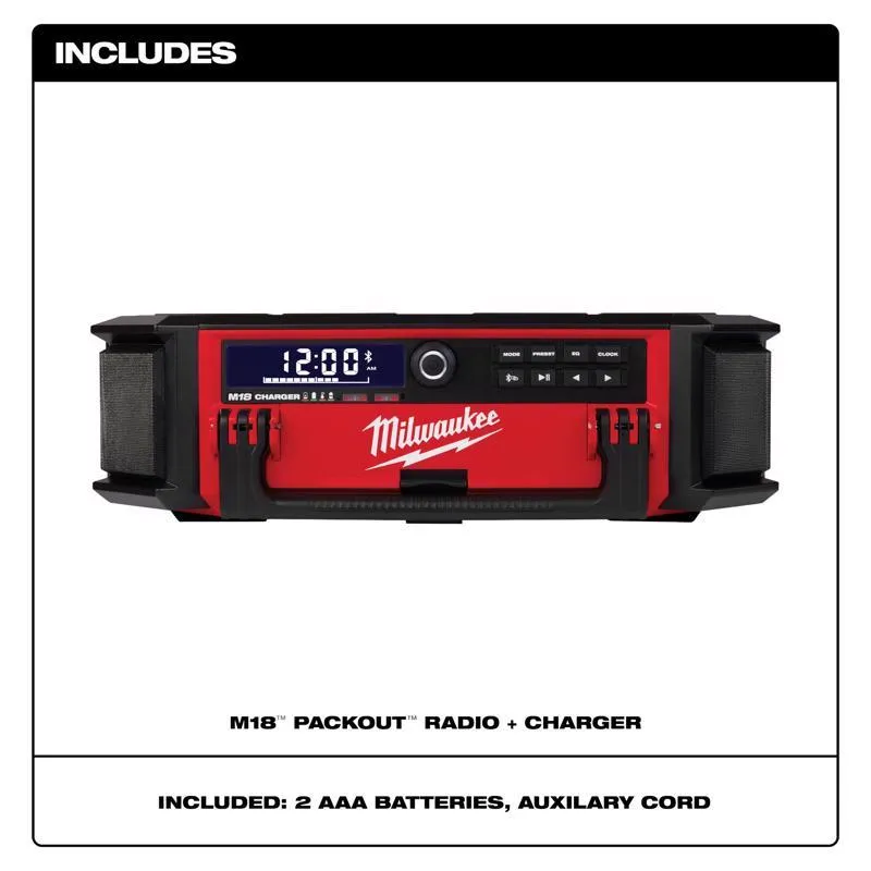Milwaukee Packout Wireless Bluetooth Weather Resistant Radio   Charger