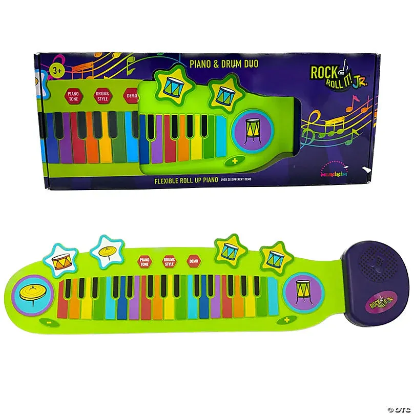 Mukikim Rock And Roll It Jr. Flexible Roll Up Piano And Drum Duo