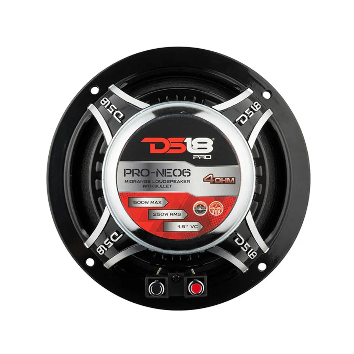 Neodymium 6.5" Midrange Speaker 500 Watts Max 4 Ohm DS18  PRO-NEO6 Car Audio