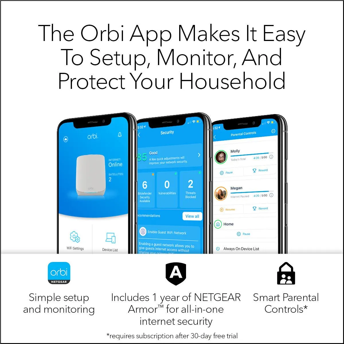 NETGEAR Orbi RBK762S AX5400 Tri-Band Mesh Wi-Fi 6 System (2 Pack)