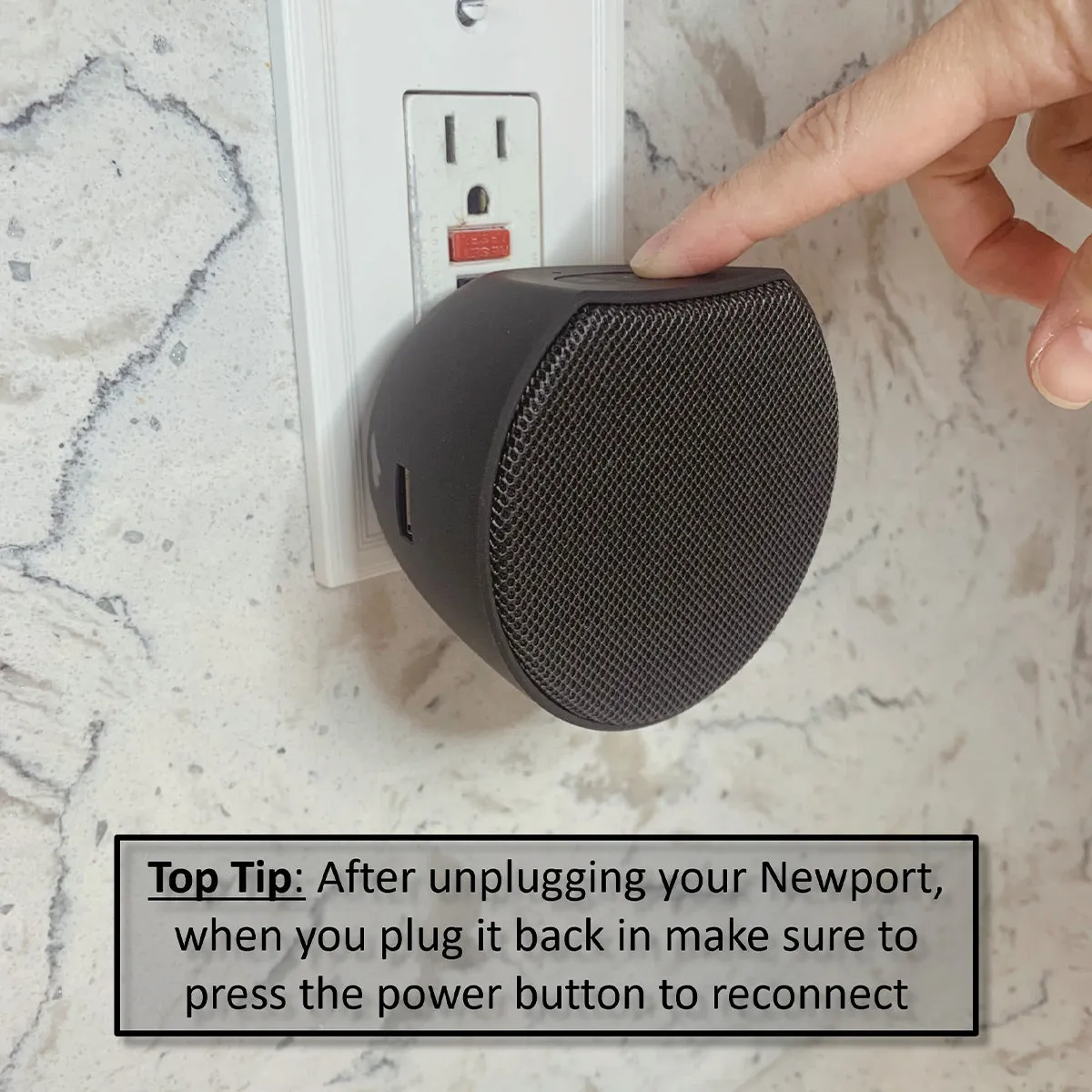 OC Acoustic Newport Plug-in Outlet Speaker with Bluetooth 5.1 and Built-in USB Type-A Charging Port - Set of 4 (Charcoal/Black)