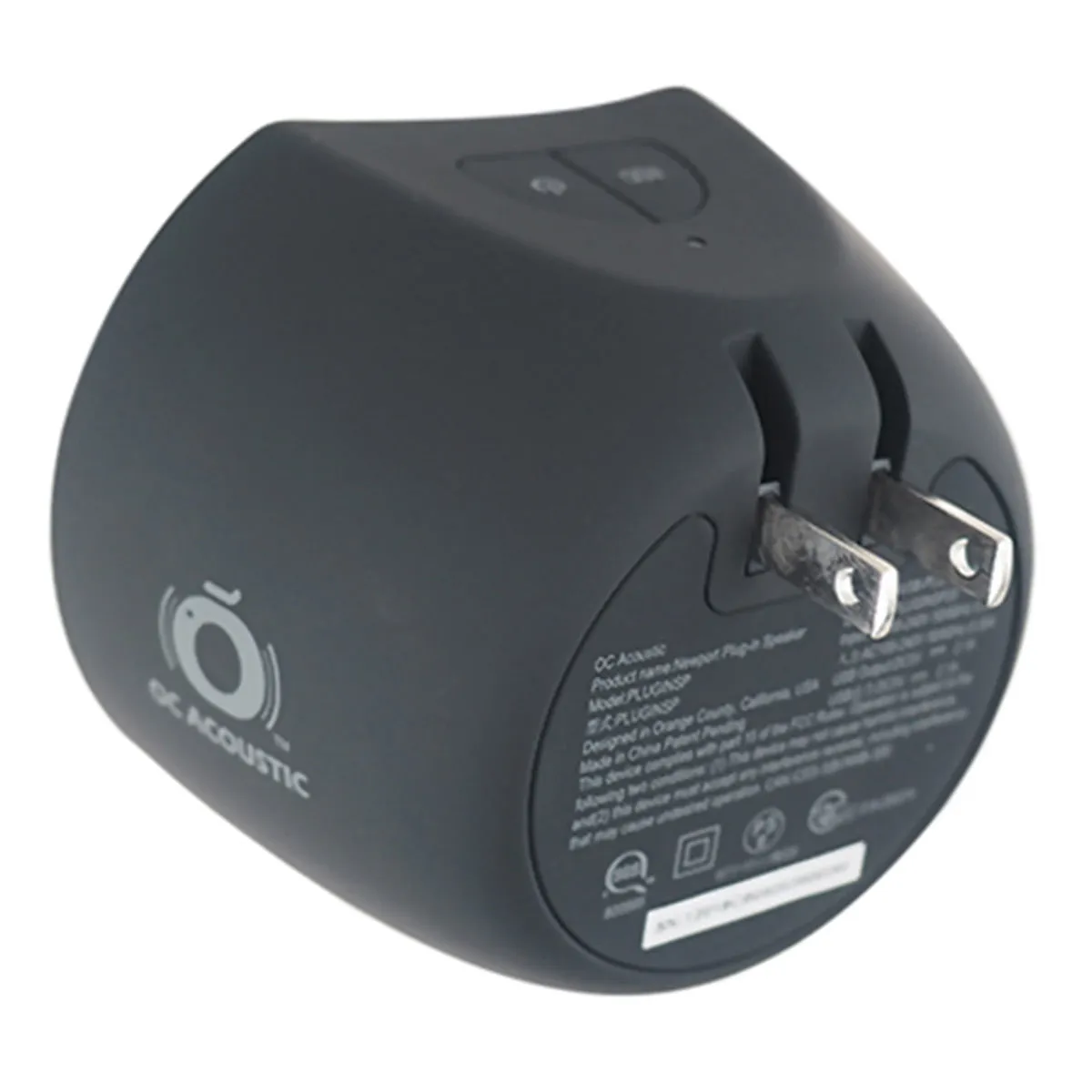 OC Acoustic Newport Plug-in Outlet Speaker with Bluetooth 5.1 and Built-in USB Type-A Charging Port - Set of 4 (Charcoal/Black)