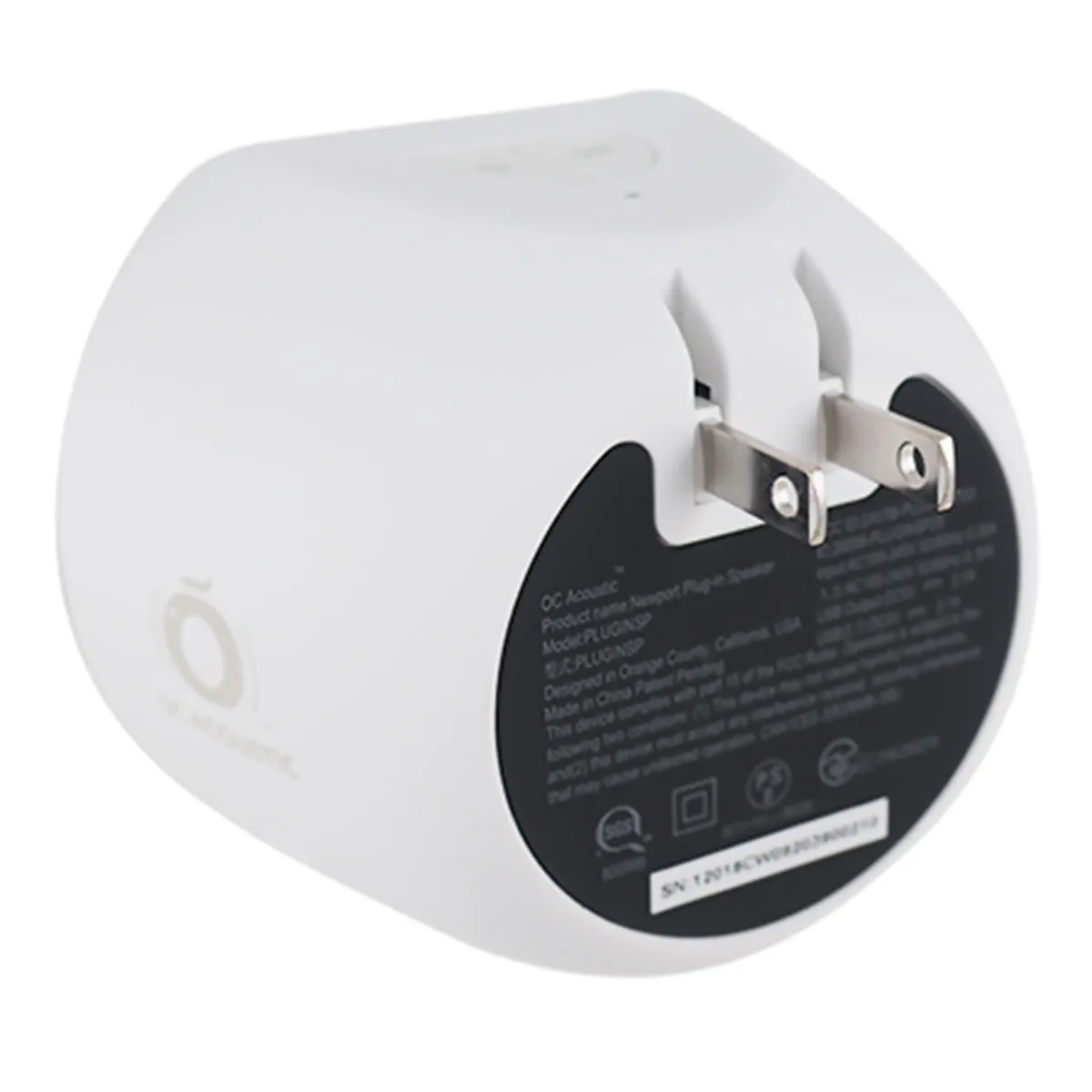 OC Acoustic Newport Plug-in Outlet Speaker with Bluetooth 5.1 and Built-in USB Type-A Charging Port - Set of 4 (Light Gray/White)