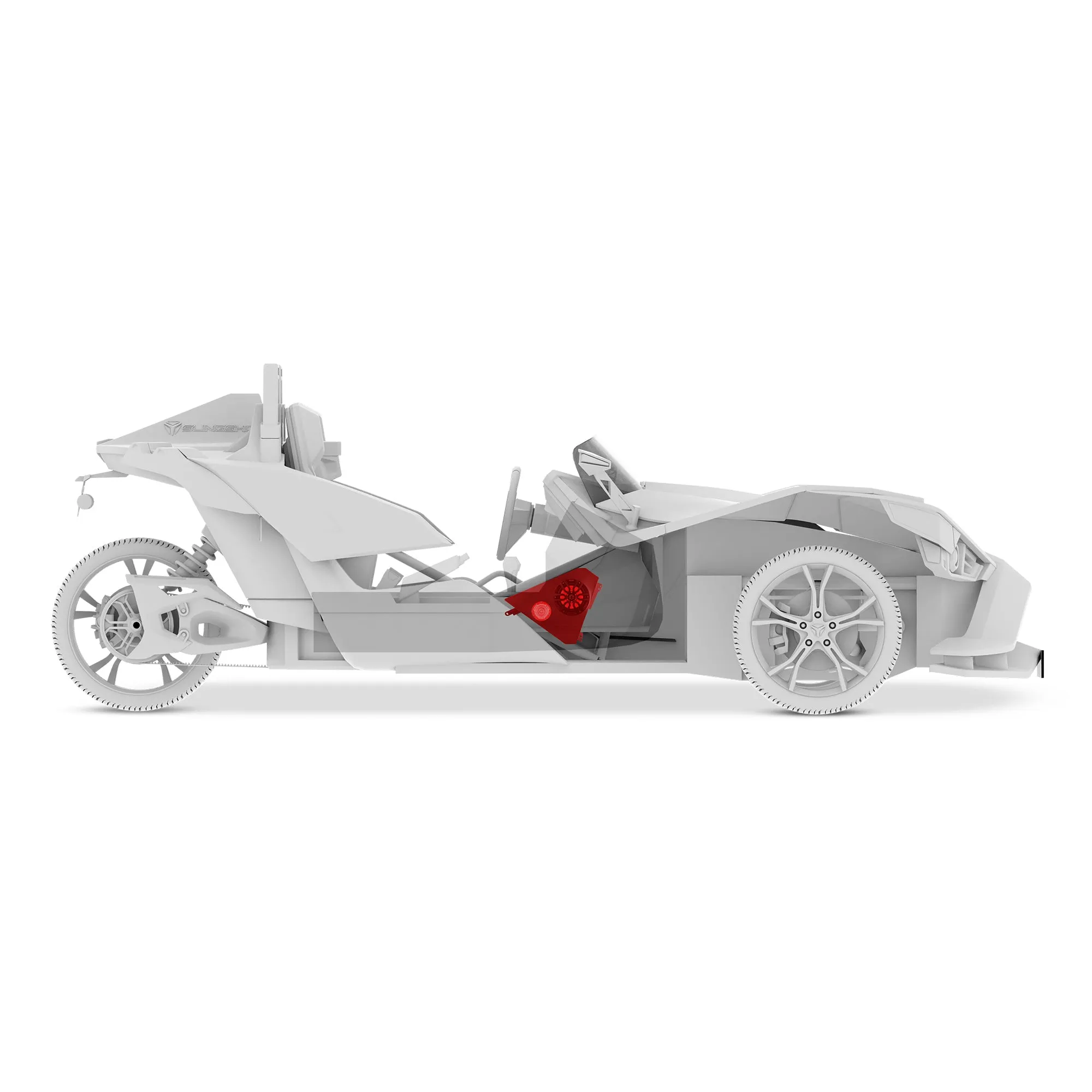 Polaris Slingshot Front Kick Panel Pods For 6.5" Speakers and 3.8" Bullet Tweeters with Digital LED Lights | 2015 - Current