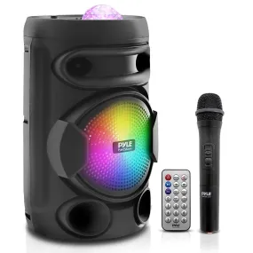 Portable Pa Speaker System Bundle Kit With Built-In Led Lights, Rechargeable Battery, Bluetooth Wireless Streaming, Handheld Microphone, Mp3/Usb/Micro Sd/Fm Radio (6.5’’ -Inch, 200 Watt)