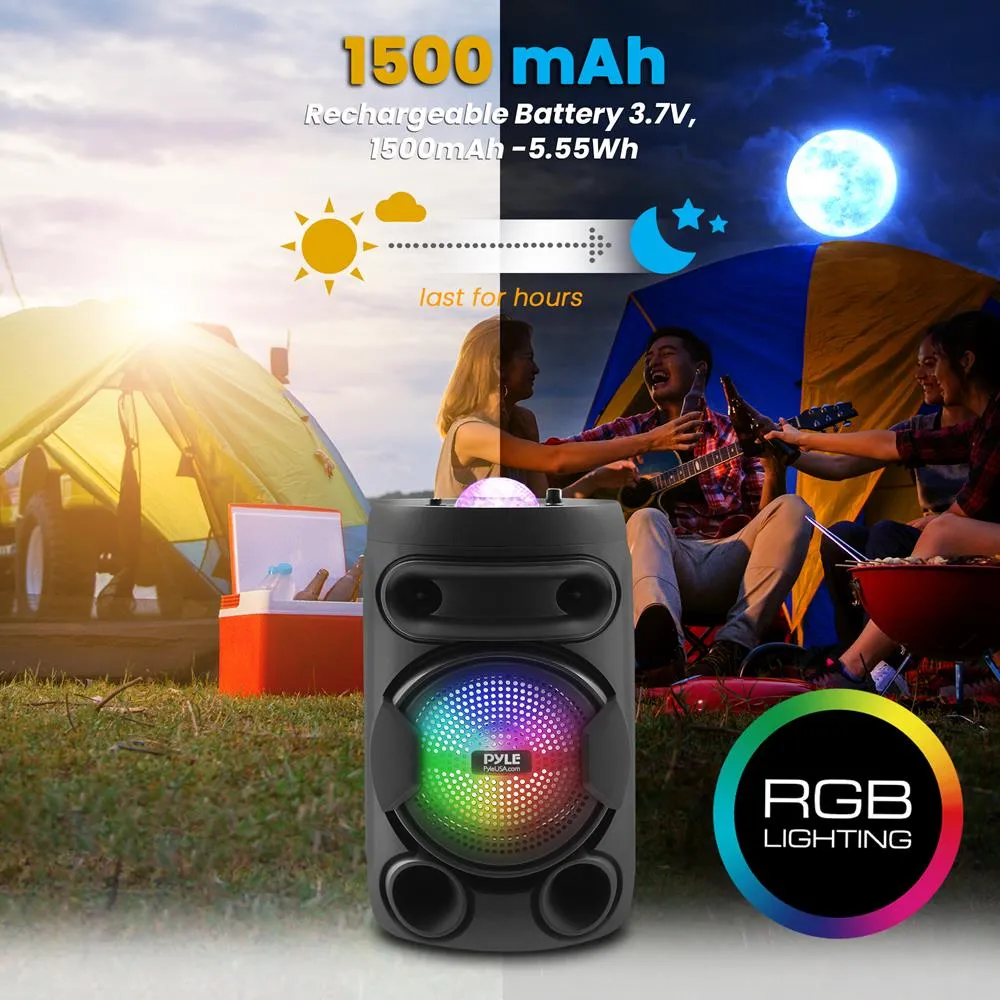 Portable Pa Speaker System Bundle Kit With Built-In Led Lights, Rechargeable Battery, Bluetooth Wireless Streaming, Handheld Microphone, Mp3/Usb/Micro Sd/Fm Radio (6.5’’ -Inch, 200 Watt)