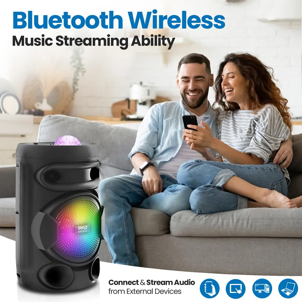 Portable Pa Speaker System Bundle Kit With Built-In Led Lights, Rechargeable Battery, Bluetooth Wireless Streaming, Handheld Microphone, Mp3/Usb/Micro Sd/Fm Radio (6.5’’ -Inch, 200 Watt)