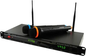 Professional Uhf Wireless Microphone System With (2) Handheld Wireless Mics