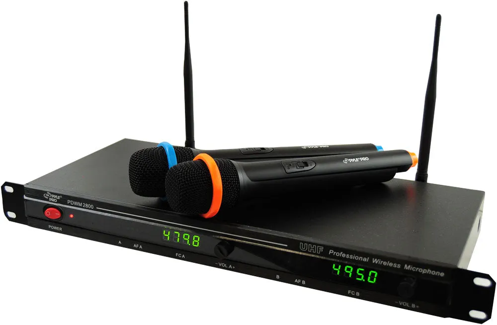 Professional Uhf Wireless Microphone System With (2) Handheld Wireless Mics
