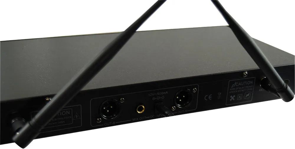 Professional Uhf Wireless Microphone System With (2) Handheld Wireless Mics