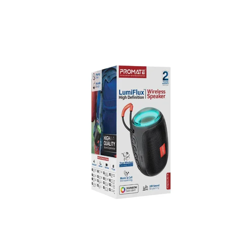 Promate Capsule-3 LumiFlux™ HD Wireless Speaker - Black - TJR0M84