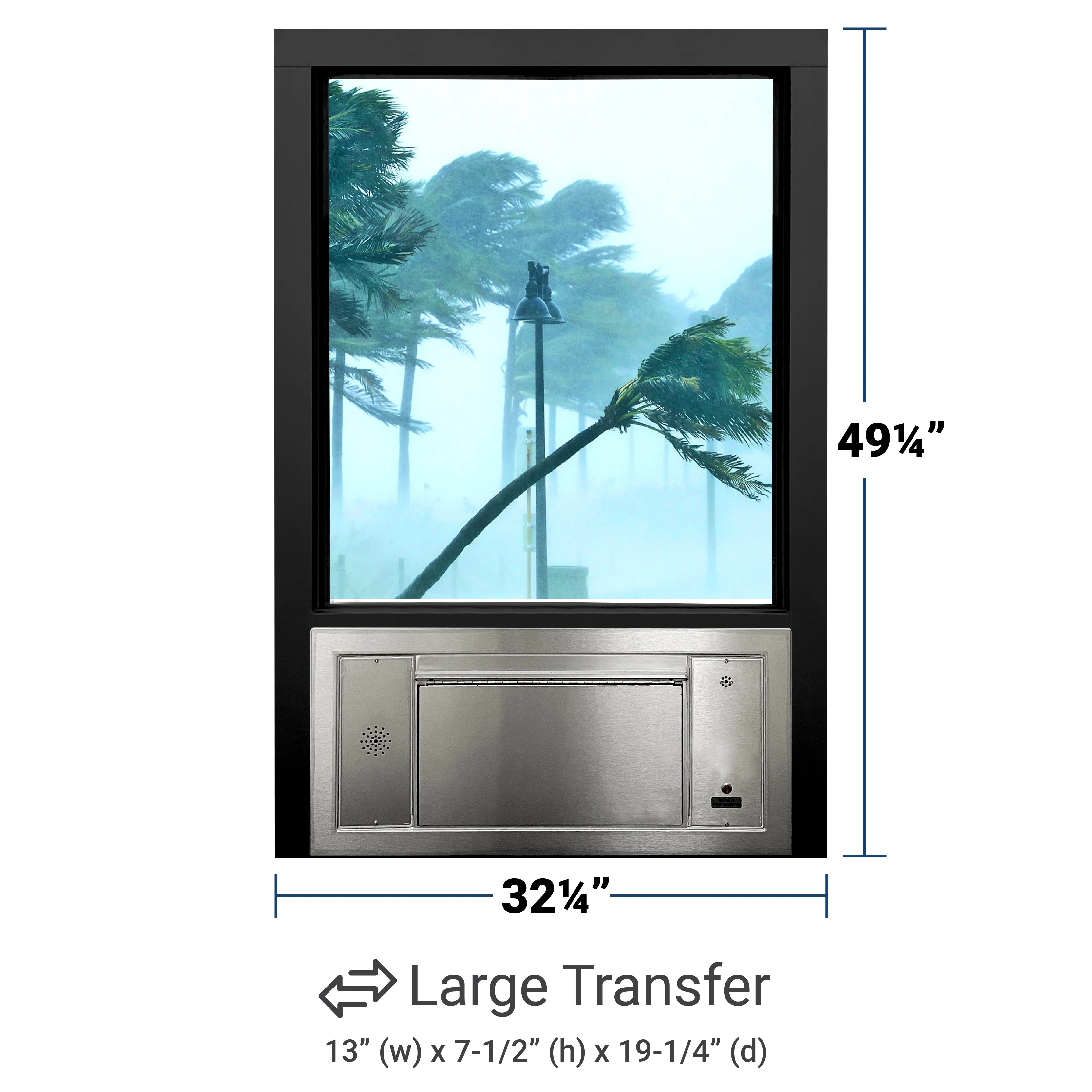 Quikserv PCJ-130-IP & QSP-713S-Mini-IP | Pharmacy Drive-thru Package 32-1/4" (W) x 49-1/4" (H | Hurricane Impact Rated | 23318.1