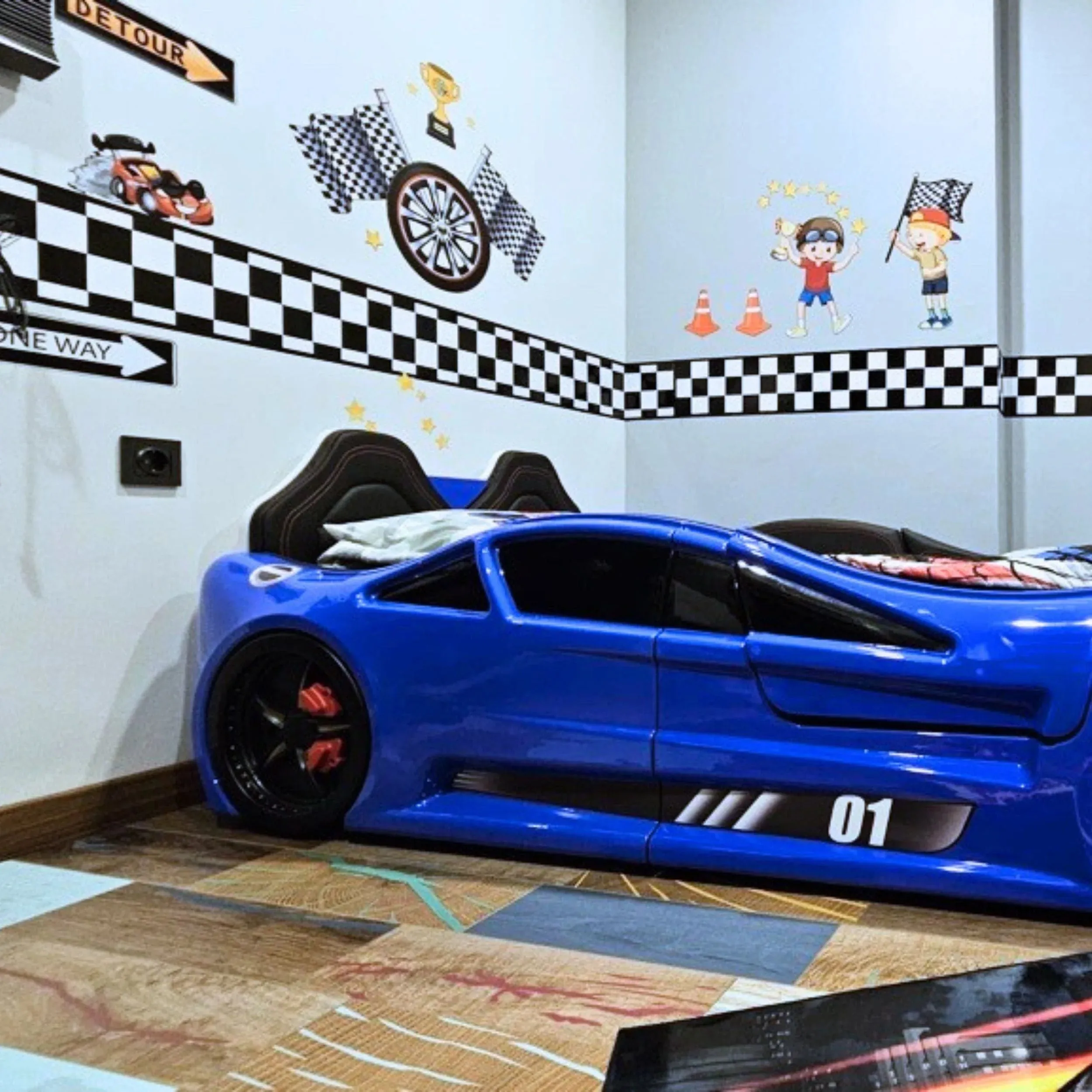 Race Car Bed Wall Sticker Set for Kids Room
