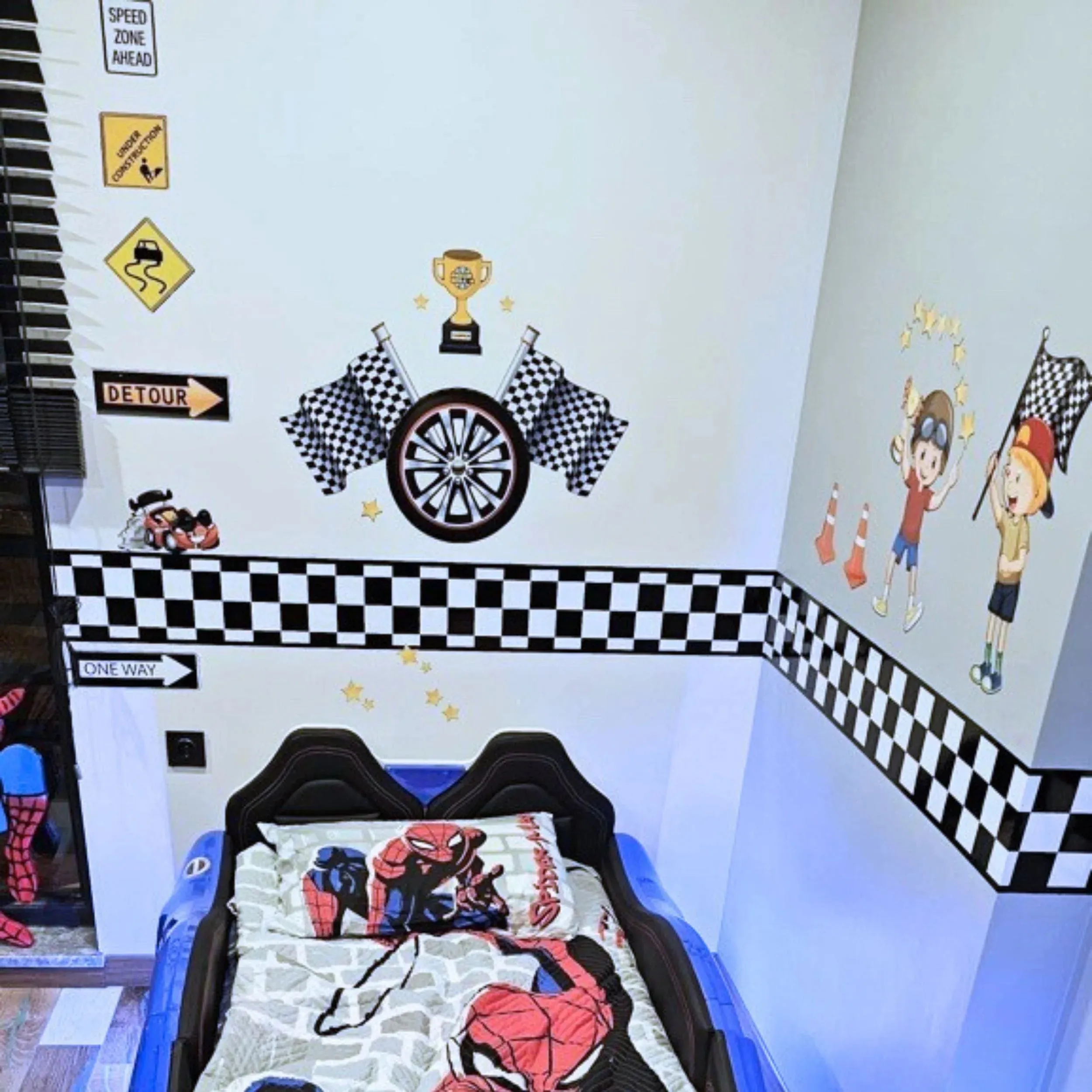 Race Car Bed Wall Sticker Set for Kids Room
