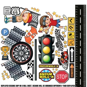 Race Car Bed Wall Sticker Set for Kids Room