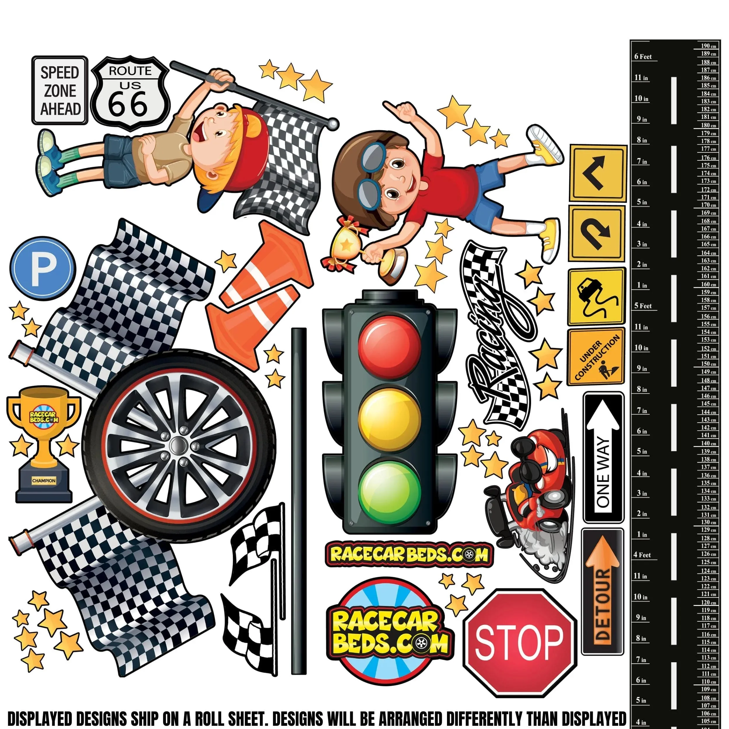Race Car Bed Wall Sticker Set for Kids Room