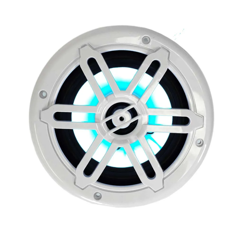 SA-65M01W-RGB - Pair of White 6.5 Inch 150 Watt 2-Way Waterproof Boat/Marine Speakers with RGB Lights