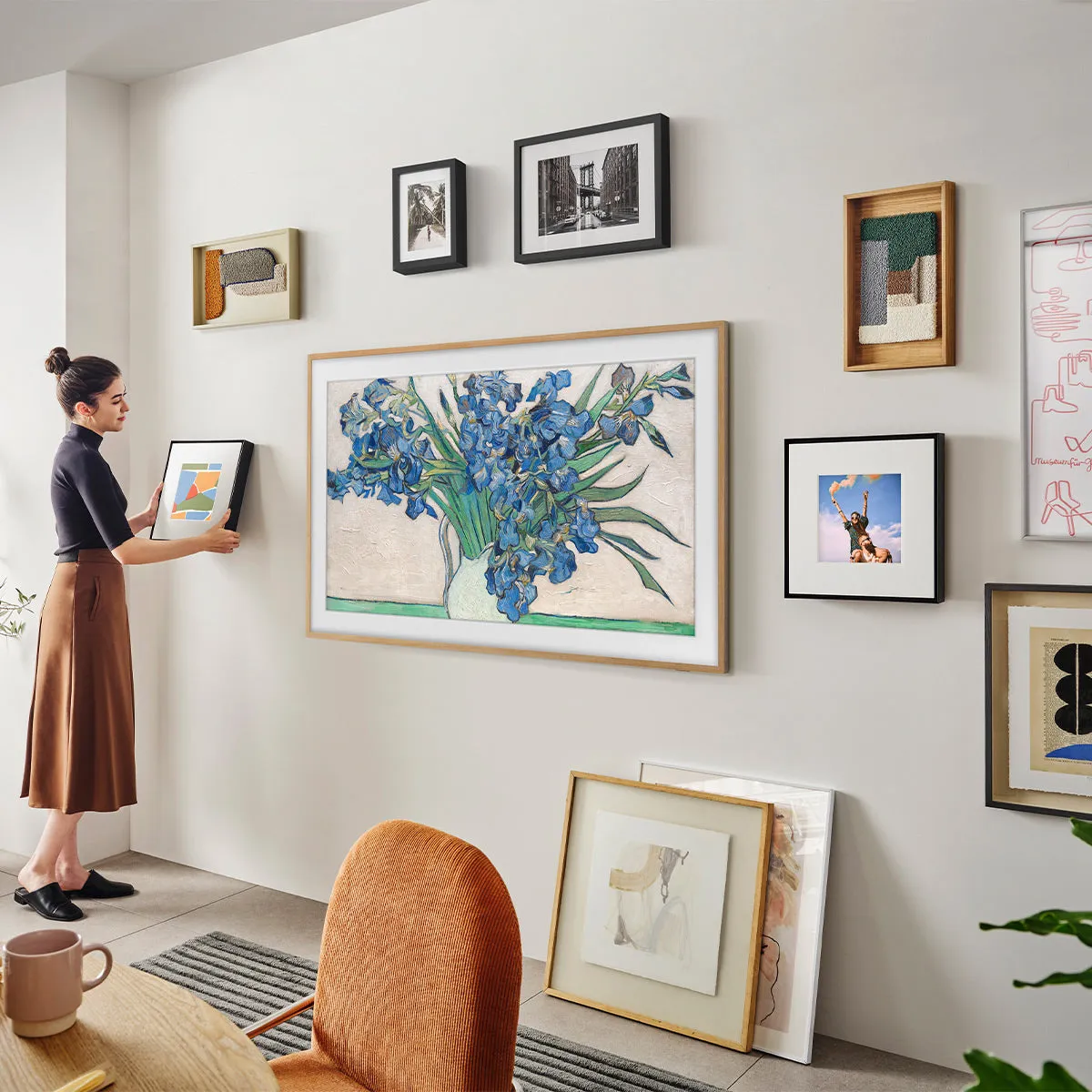 Samsung LS03D 50" The Frame QLED 4K HDR Smart TV with Slim-Fit Wall Mount (2024) and HW-LS60D Music Frame Bluetooth Speaker with Wall Mount