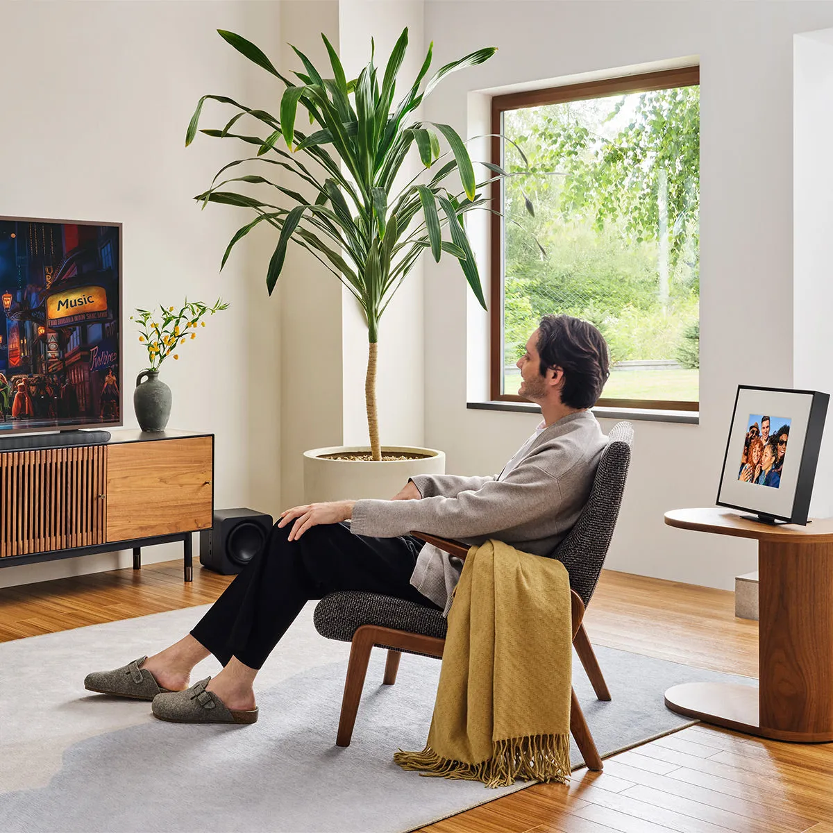 Samsung LS03D 55" The Frame QLED 4K HDR Smart TV with Slim-Fit Wall Mount (2024) and HW-LS60D Music Frame Bluetooth Speaker with Wall Mount