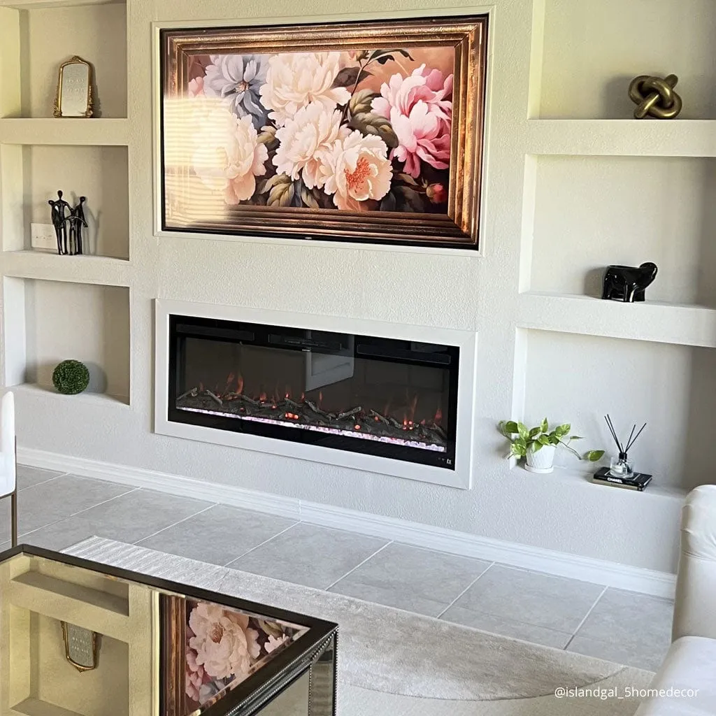 Sideline Fury 57 Inch Slim-Depth Recessed Smart Electric Fireplace 80055