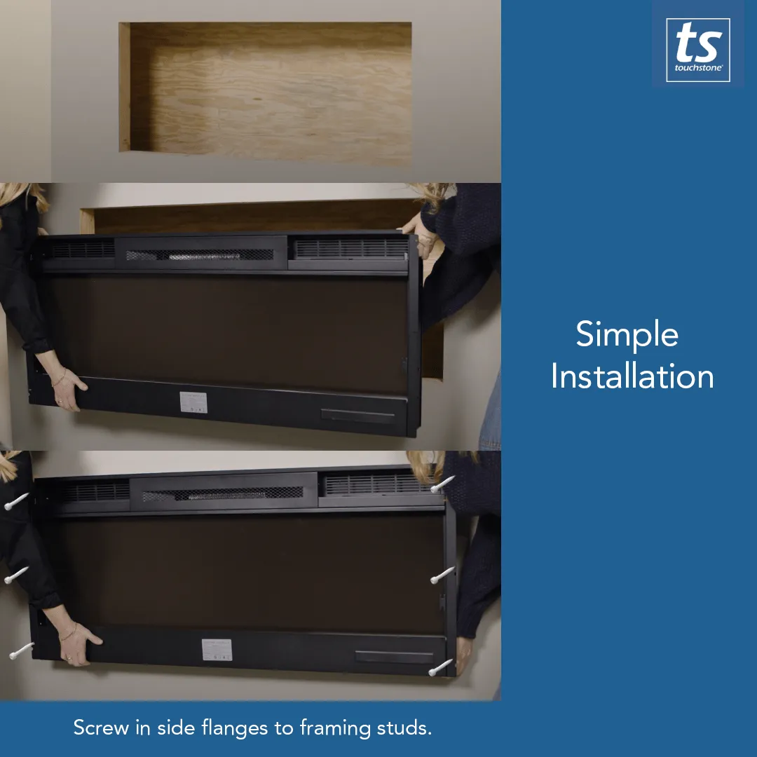 Sideline Fury 65 Inch Slim-Depth Recessed Smart Electric Fireplace 80056