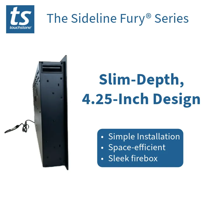 Sideline Fury 65 Inch Slim-Depth Recessed Smart Electric Fireplace 80056