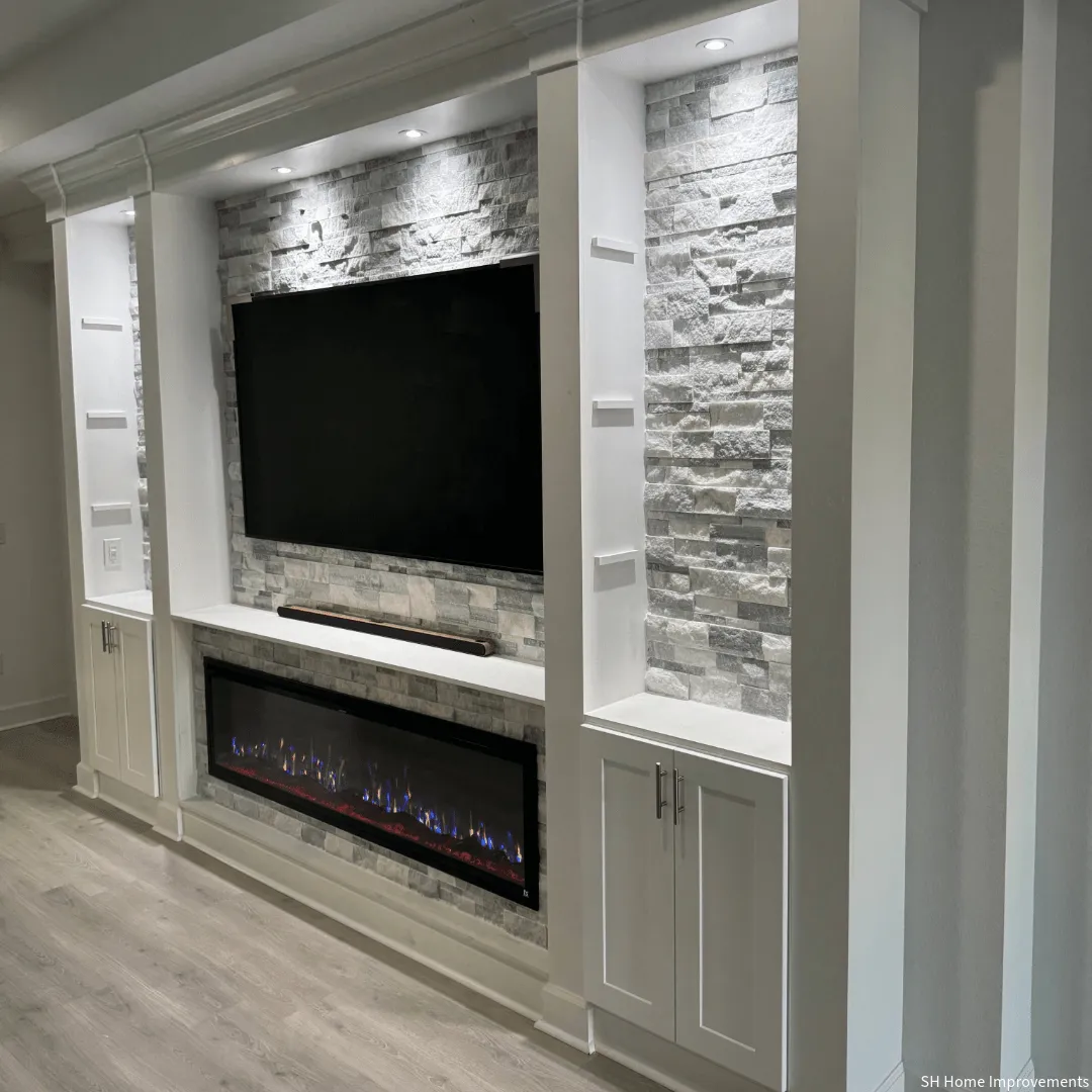 Sideline Fury 65 Inch Slim-Depth Recessed Smart Electric Fireplace 80056