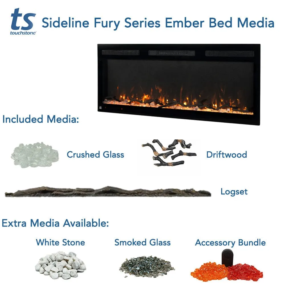 Sideline Fury 65 Inch Slim-Depth Recessed Smart Electric Fireplace 80056