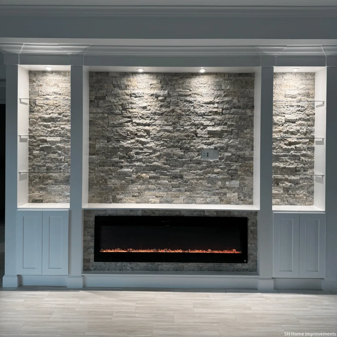 Sideline Fury 65 Inch Slim-Depth Recessed Smart Electric Fireplace 80056