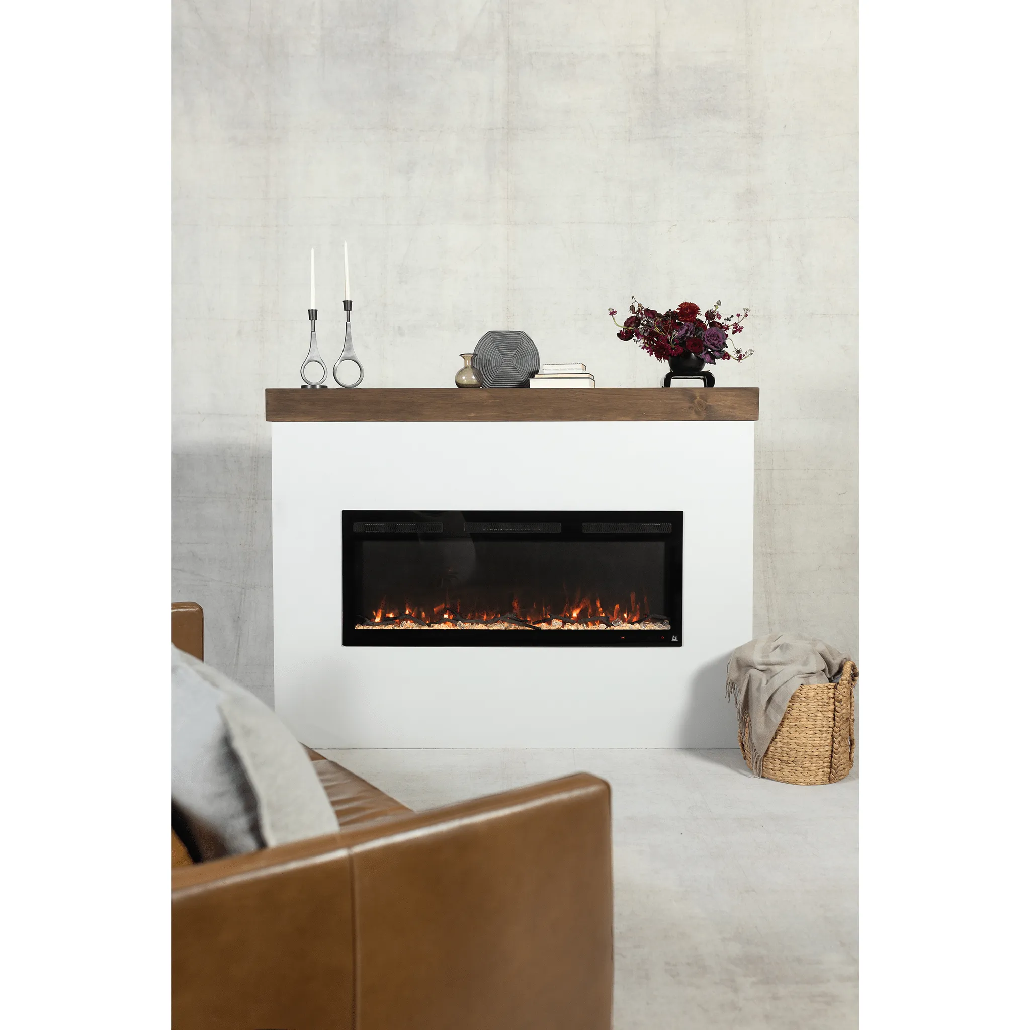 Sideline Fury 65 Inch Slim-Depth Recessed Smart Electric Fireplace 80056