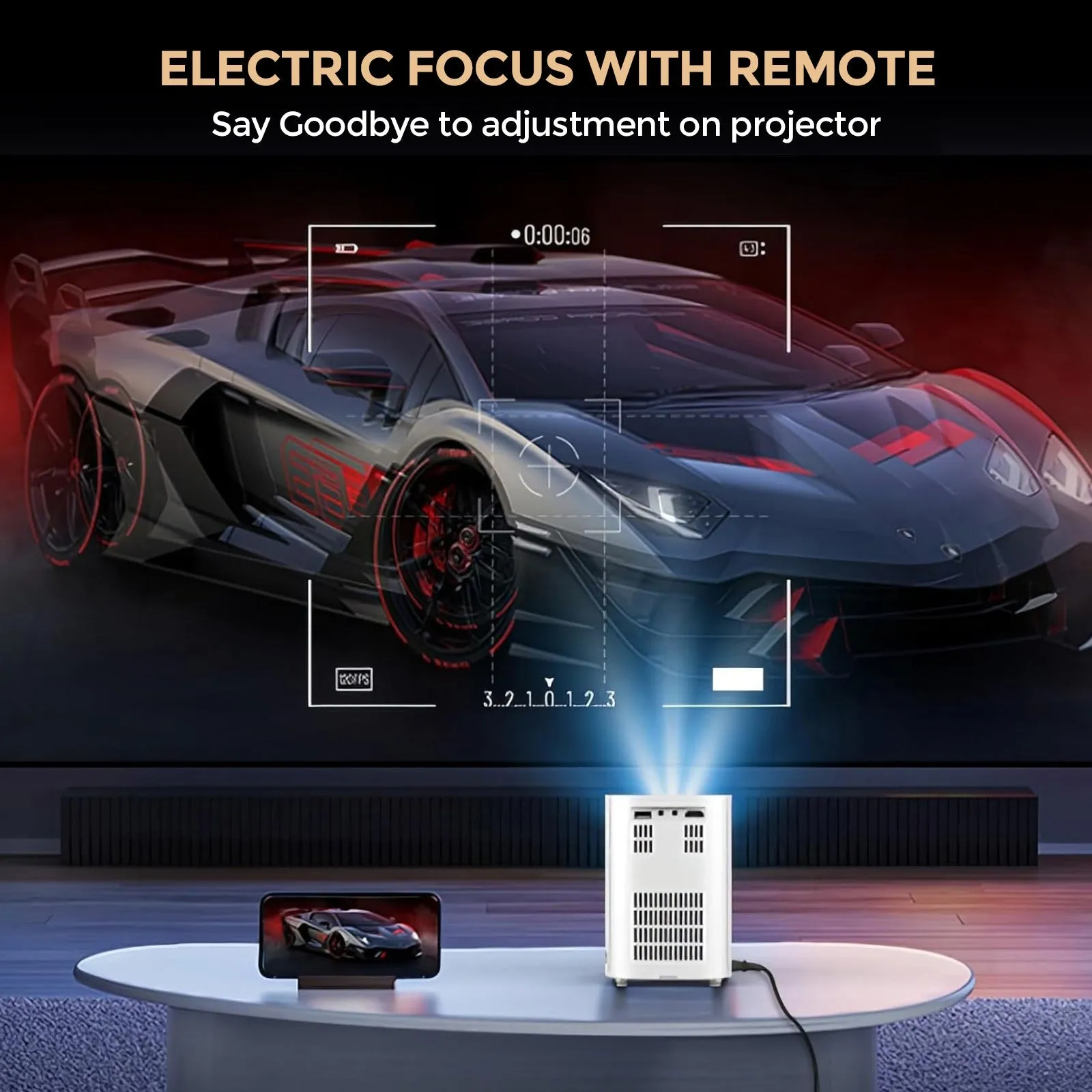 Smart Mini Android Projector 5500 Lumens with 100" Projector Screen Included |Built-in Dual Hi-Fi Speakers Supported 1080P (60FPS) Portable Projector 4K