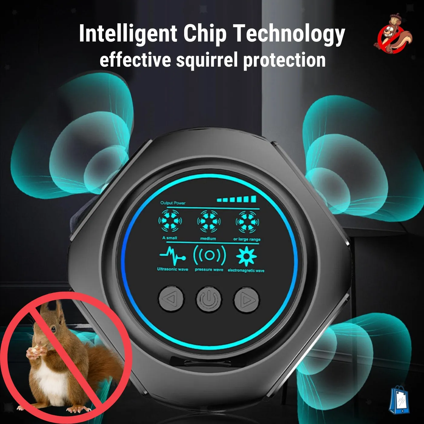 Smart Squirrel Indoor Repeller - 360° Coverage for Squirrel-Free Home