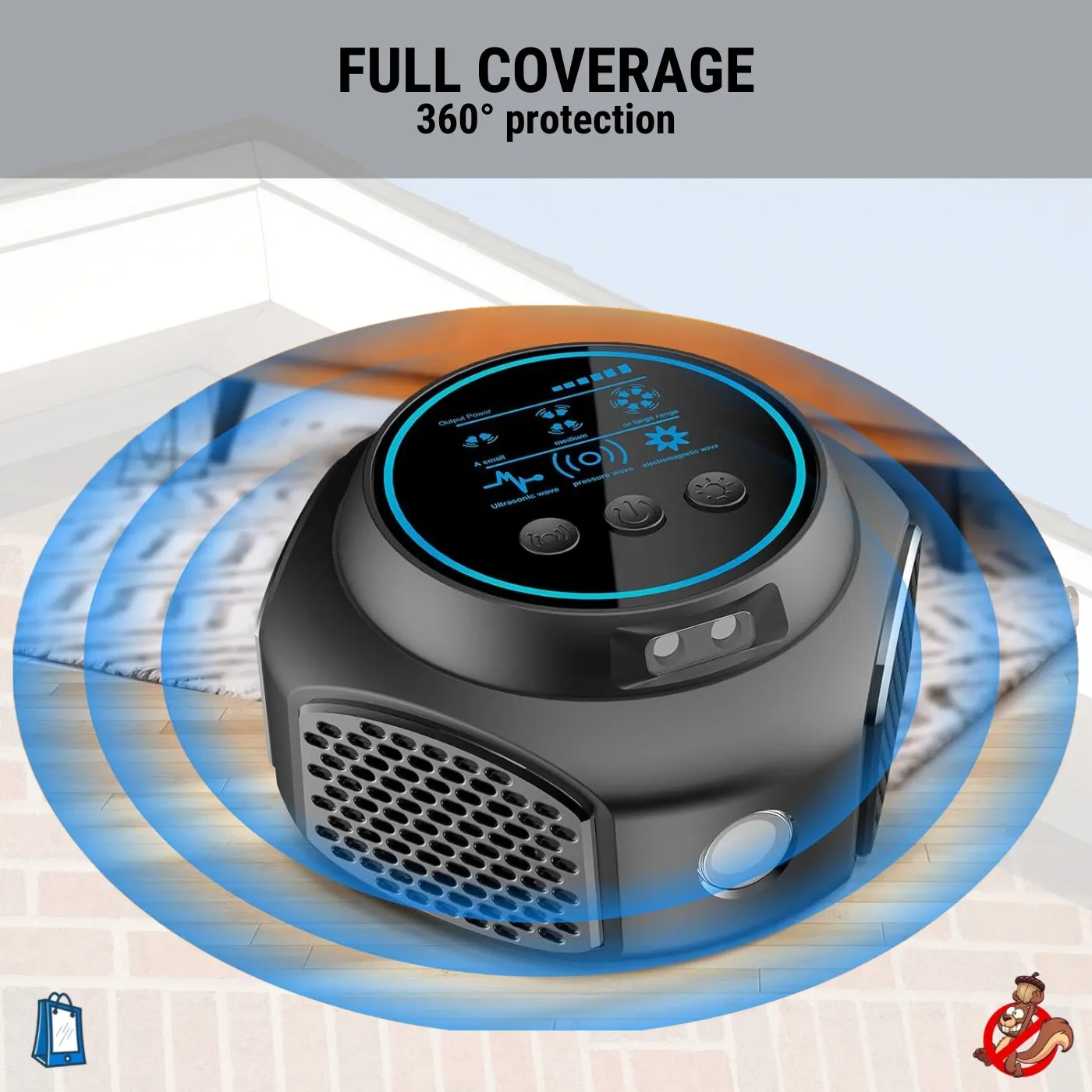 Smart Squirrel Indoor Repeller - 360° Coverage for Squirrel-Free Home